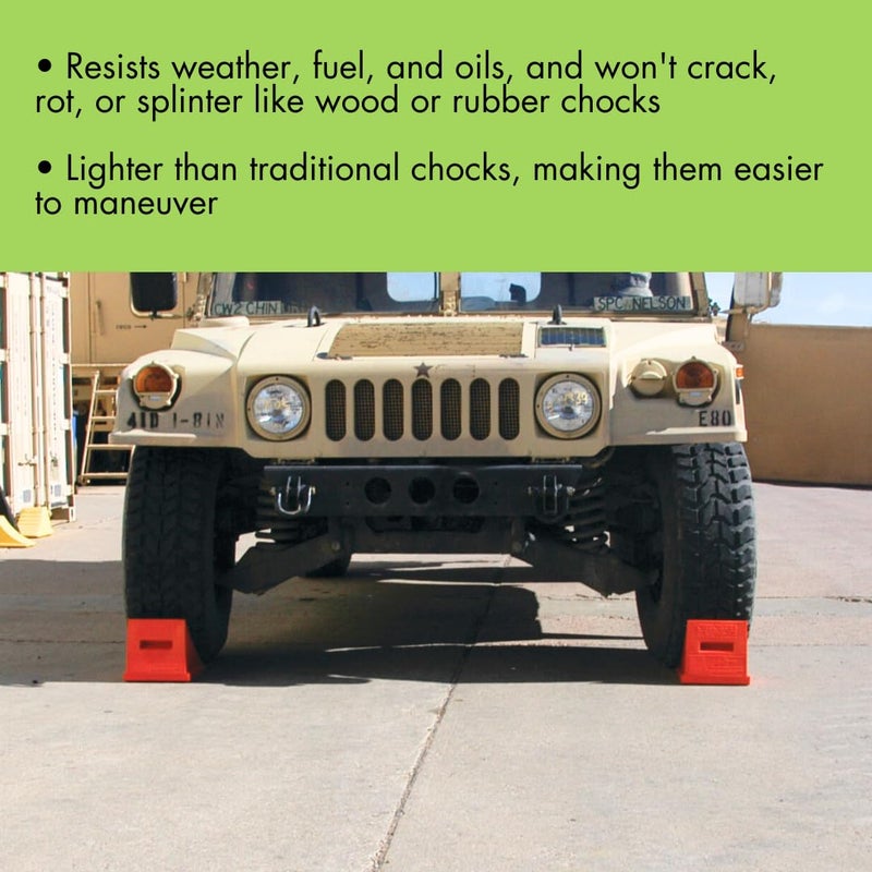 Checkers Roped Pair of Large Wheel Chocks for 27-35" Tires, Heavy Duty Wheel Chock for Semi Trucks, Utility, Tractor Trailer, 30k lb Load Capacity, Made in The USA, Polyurethane, UC1700-P - Image 3